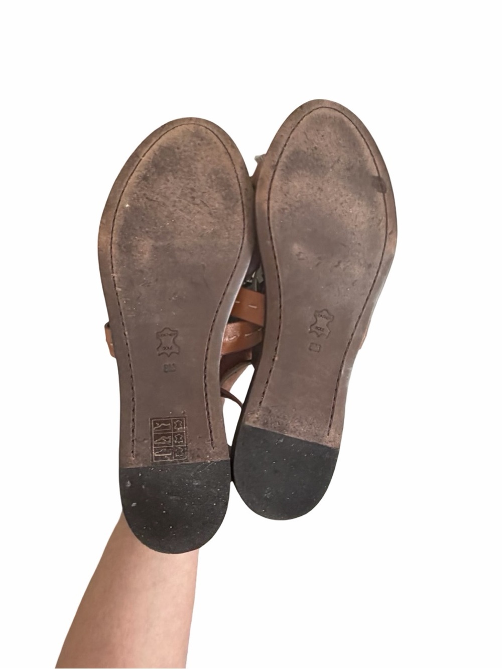 TORY BURCH Tassel Gladiator Leather Sandals Brown and White Sz 8M - Picture 4 of 6